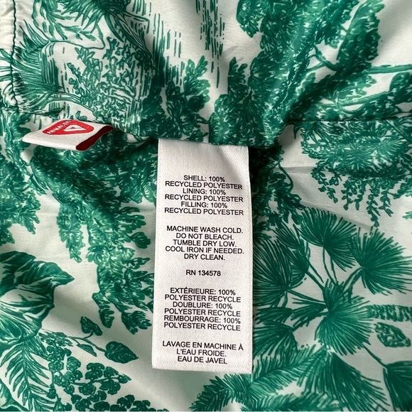 Vineyard Vines Oversized Printed Puffer Vest Toile Green Meadow Girls - Size L - Picture 7 of 9